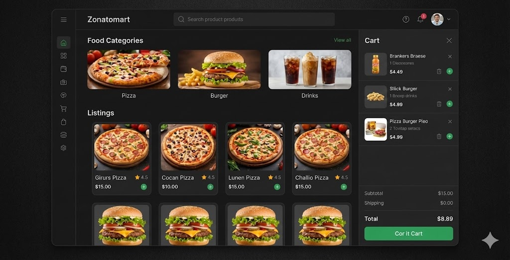 Zonatomart Delivery UI